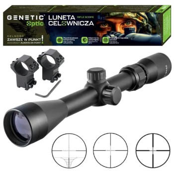 GENETIC® Luneta celownicza 3-9×40 zoom celownik optyczny krzyż siatka mil-dot + podwójny montaż PREMIUM