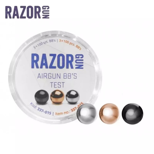 Śrut BBS RAZORGUN TEST (BLACK, SILVER, GOLD) 4.46mm 3x100szt.